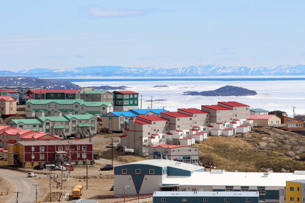 A view of the rooftops in the city of Iqaluit Nunavut.