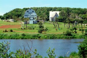 photo of the Anne of Green Gables museum from across the inlet